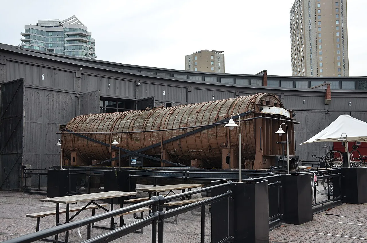 Far view of the wooden bodied vinegar tanker, Dallas