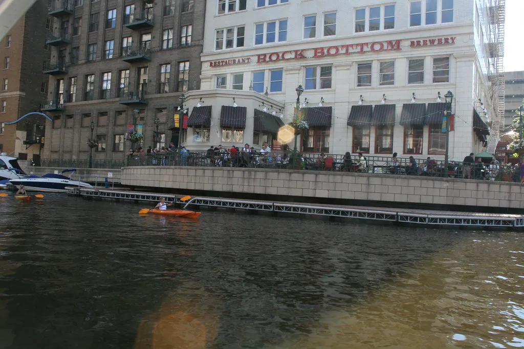 Rock Bottom Brewery Patio and Milwaukee River Kayaks