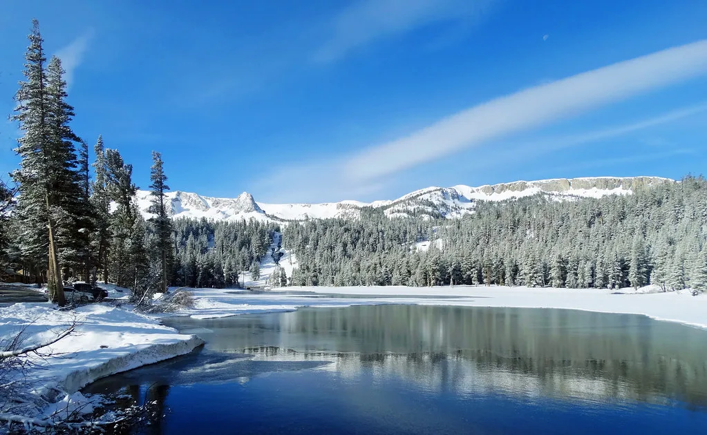 Receding Ice on Twin Lakes, Mammoth Lakes, CA