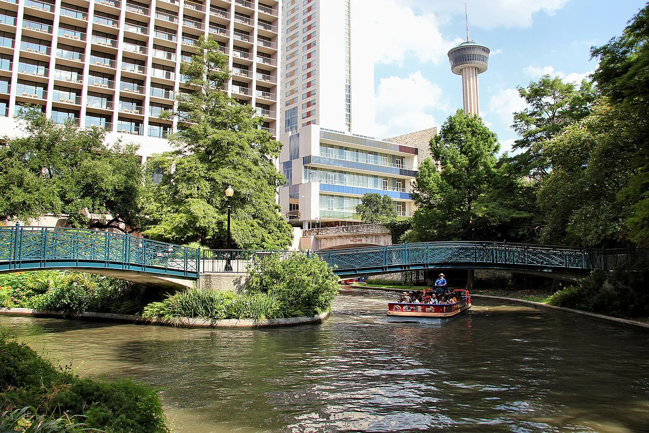 River walk with tower, San Antonio