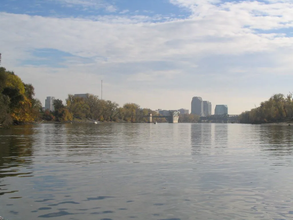 Downtown Sacramento from Sacramento River, Sacramento, California